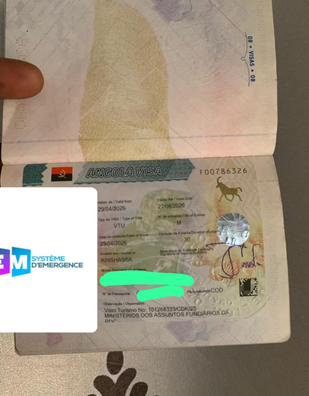Passeports et documents de voyage — Visa Angola